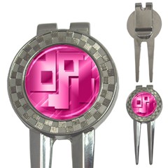 Pink Figures Rectangles Squares Mirror 3-in-1 Golf Divots by Sapixe