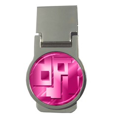 Pink Figures Rectangles Squares Mirror Money Clips (round)  by Sapixe