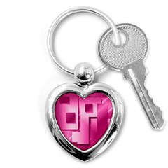 Pink Figures Rectangles Squares Mirror Key Chains (heart)  by Sapixe