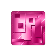 Pink Figures Rectangles Squares Mirror Square Magnet by Sapixe