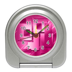 Pink Figures Rectangles Squares Mirror Travel Alarm Clocks by Sapixe