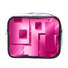 Pink Figures Rectangles Squares Mirror Mini Toiletries Bags by Sapixe