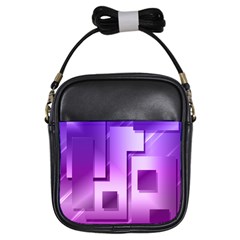 Purple Figures Rectangles Geometry Squares Girls Sling Bags by Sapixe