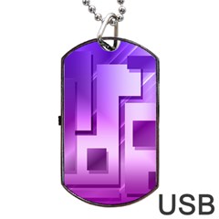 Purple Figures Rectangles Geometry Squares Dog Tag Usb Flash (one Side) by Sapixe