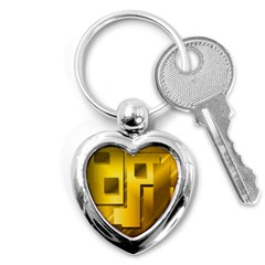 Yellow Gold Figures Rectangles Squares Mirror Key Chains (heart)  by Sapixe