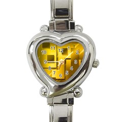 Yellow Gold Figures Rectangles Squares Mirror Heart Italian Charm Watch