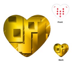 Yellow Gold Figures Rectangles Squares Mirror Playing Cards (heart)  by Sapixe