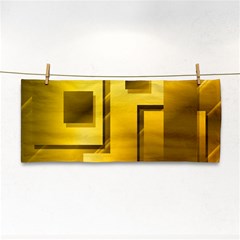 Yellow Gold Figures Rectangles Squares Mirror Hand Towel by Sapixe