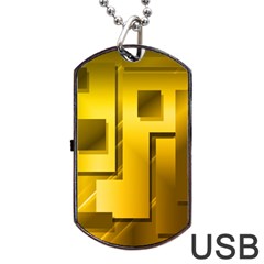 Yellow Gold Figures Rectangles Squares Mirror Dog Tag Usb Flash (one Side)