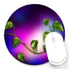 Leaves Green Leaves Background Round Mousepads by Sapixe