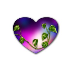 Leaves Green Leaves Background Heart Coaster (4 Pack)  by Sapixe