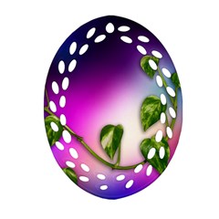 Leaves Green Leaves Background Oval Filigree Ornament (two Sides) by Sapixe