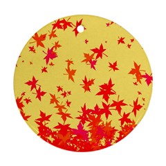 Leaves Autumn Maple Drop Listopad Ornament (round) by Sapixe