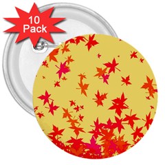 Leaves Autumn Maple Drop Listopad 3  Buttons (10 Pack)  by Sapixe