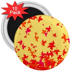 Leaves Autumn Maple Drop Listopad 3  Magnets (10 Pack)  by Sapixe