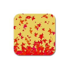 Leaves Autumn Maple Drop Listopad Rubber Square Coaster (4 Pack)  by Sapixe