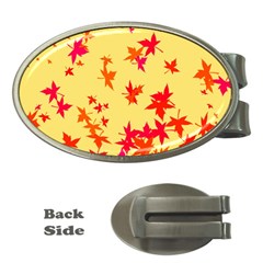 Leaves Autumn Maple Drop Listopad Money Clips (oval)  by Sapixe