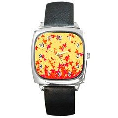 Leaves Autumn Maple Drop Listopad Square Metal Watch by Sapixe