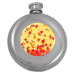 Leaves Autumn Maple Drop Listopad Round Hip Flask (5 Oz) by Sapixe