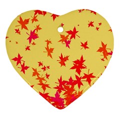 Leaves Autumn Maple Drop Listopad Heart Ornament (two Sides) by Sapixe