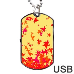 Leaves Autumn Maple Drop Listopad Dog Tag Usb Flash (two Sides) by Sapixe