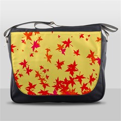 Leaves Autumn Maple Drop Listopad Messenger Bags by Sapixe