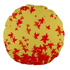 Leaves Autumn Maple Drop Listopad Large 18  Premium Round Cushions by Sapixe