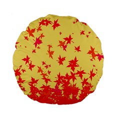 Leaves Autumn Maple Drop Listopad Standard 15  Premium Flano Round Cushions by Sapixe