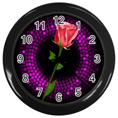 Rosa Black Background Flash Lights Wall Clocks (black) by Sapixe