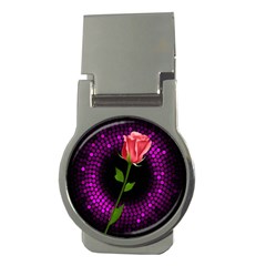 Rosa Black Background Flash Lights Money Clips (round)  by Sapixe