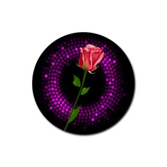 Rosa Black Background Flash Lights Rubber Coaster (round)  by Sapixe