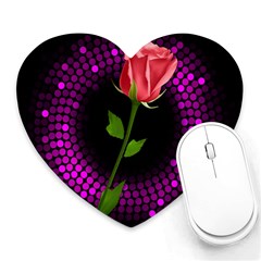 Rosa Black Background Flash Lights Heart Mousepads by Sapixe