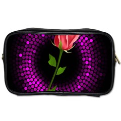 Rosa Black Background Flash Lights Toiletries Bags 2-side by Sapixe