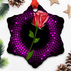 Rosa Black Background Flash Lights Snowflake Ornament (two Sides) by Sapixe