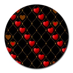 Background Texture Texture Hearts Round Mousepads by Sapixe