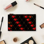 Background Texture Texture Hearts Cosmetic Bag (Small)  Front