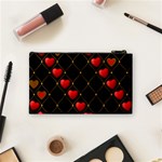 Background Texture Texture Hearts Cosmetic Bag (Small)  Back