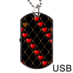 Background Texture Texture Hearts Dog Tag Usb Flash (two Sides) by Sapixe