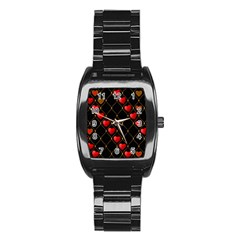 Background Texture Texture Hearts Stainless Steel Barrel Watch by Sapixe