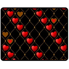 Background Texture Texture Hearts Double Sided Fleece Blanket (medium)  by Sapixe