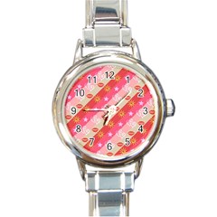 Background Desktop Pink Sun Stars Round Italian Charm Watch by Sapixe