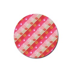 Background Desktop Pink Sun Stars Rubber Coaster (round)  by Sapixe