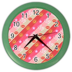 Background Desktop Pink Sun Stars Color Wall Clocks by Sapixe