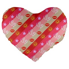 Background Desktop Pink Sun Stars Large 19  Premium Heart Shape Cushions by Sapixe