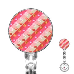 Background Desktop Pink Sun Stars Stainless Steel Nurses Watch by Sapixe