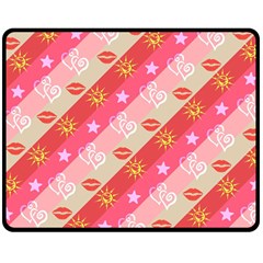 Background Desktop Pink Sun Stars Double Sided Fleece Blanket (medium)  by Sapixe