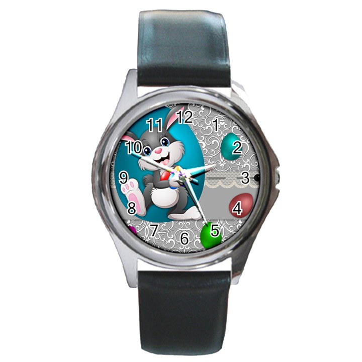 Illustration Celebration Easter Round Metal Watch