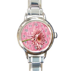 Background Texture Flower Petals Round Italian Charm Watch by Sapixe