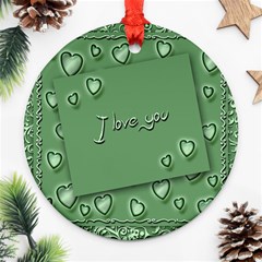 Card I Love You Heart Romantic Ornament (round) by Sapixe