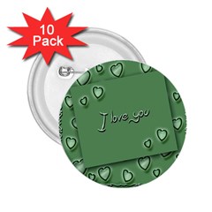 Card I Love You Heart Romantic 2 25  Buttons (10 Pack)  by Sapixe